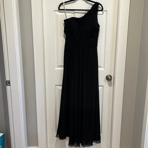 Black Pleated Prom Dress - One Shoulder